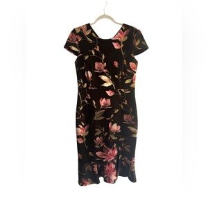 NWT Enfocus Studio Black Dress with Pink Floral Design SIZE 10